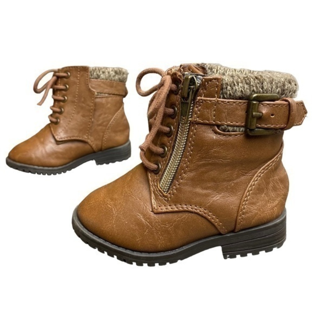 Unr8ed Baby Girls Brown Casual Combat Boots Size 5M